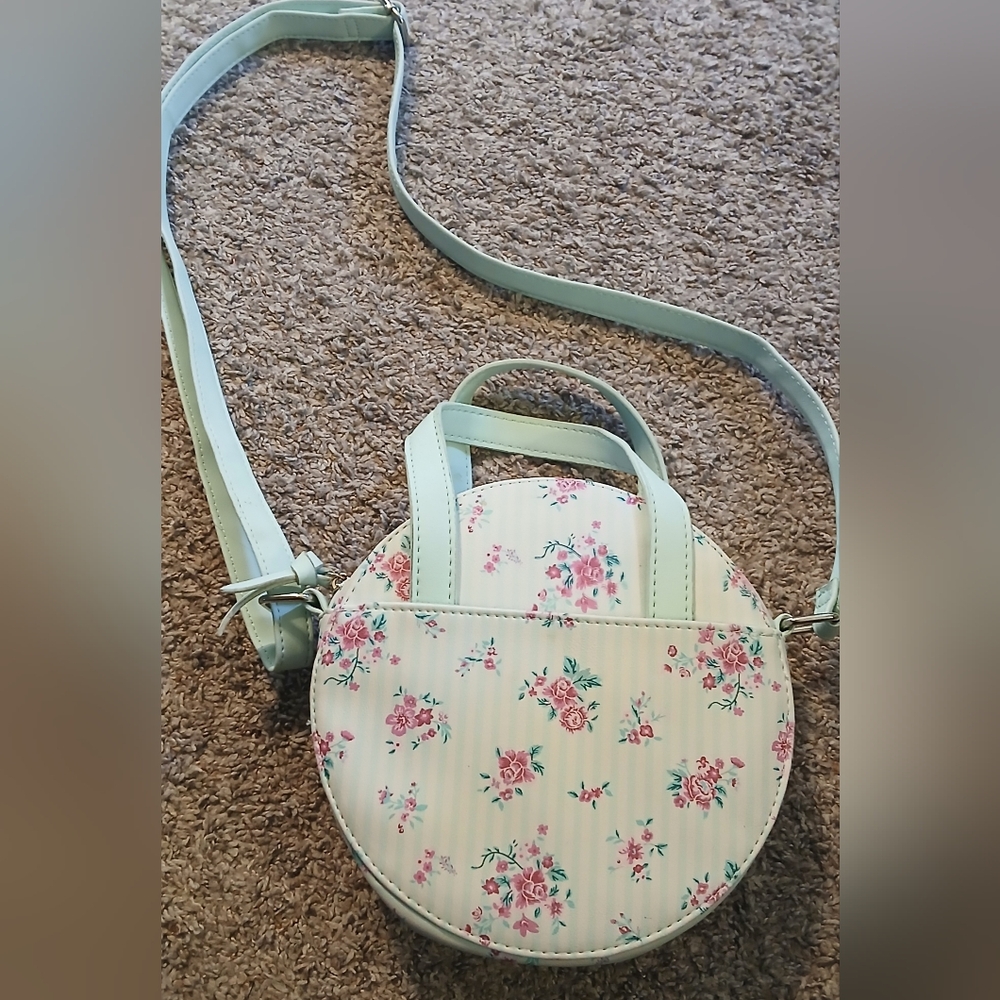 Round Floral Crossbody Bag Mint Pink Cottagecore Boutique NWOT - Picture 4 of 6